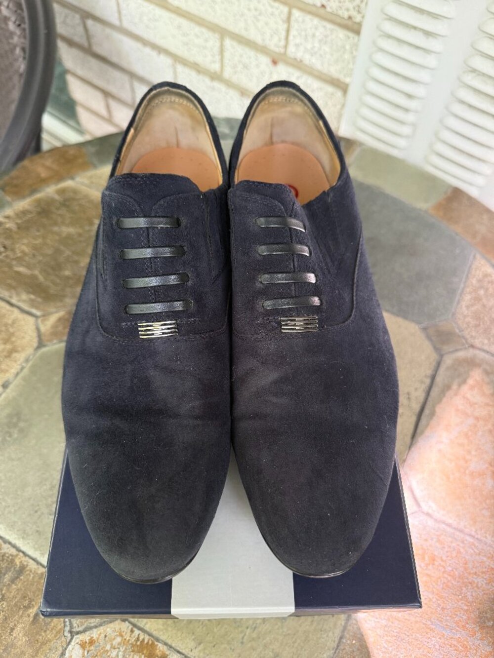 Garygabu mens blue suede dress shoes EU size40